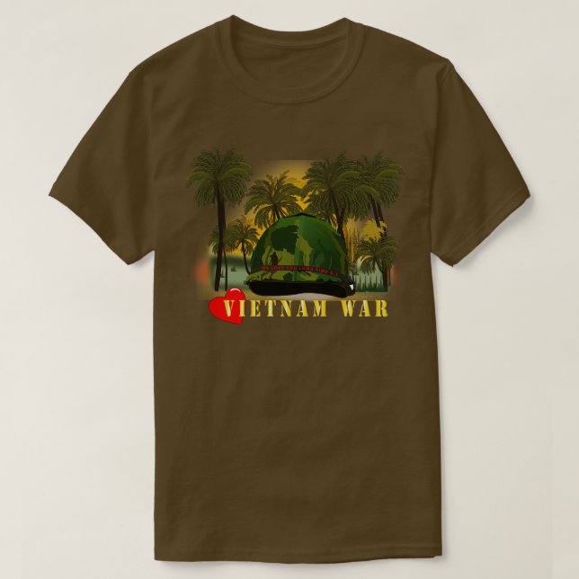 Vietnam Era Helmet Cover ME LOVE YOU LONG TIME GI  T-Shirt (Design Front)