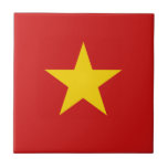 Vietnam Flag Ceramic Tile<br><div class="desc">This design consists of the Vietnamese flag cleverly reshaped to fit the square tile surface. A decorative and useful item that would make a perfect gift for those who like to remember Vietnam.</div>