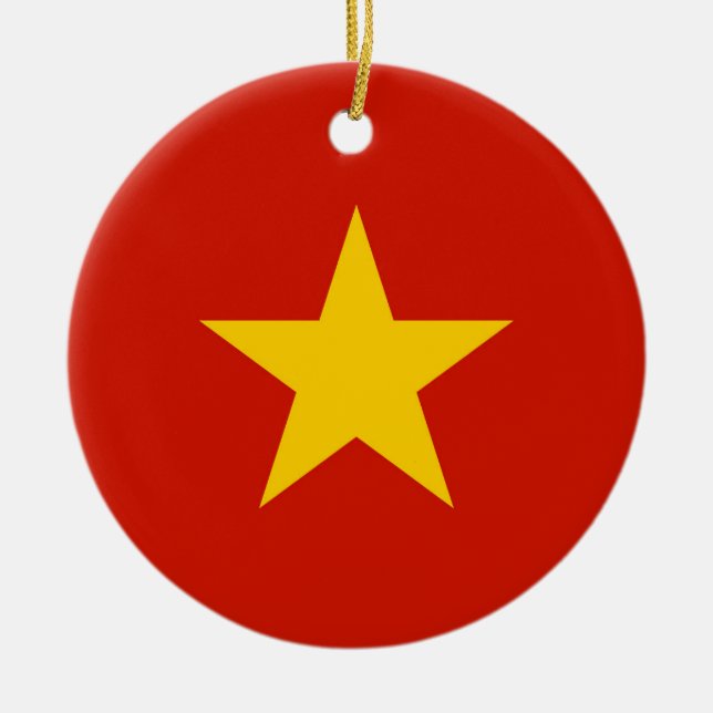 Vietnam flag ceramic tree decoration (Front)