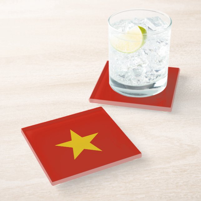 Vietnam flag glass coaster (Angled)