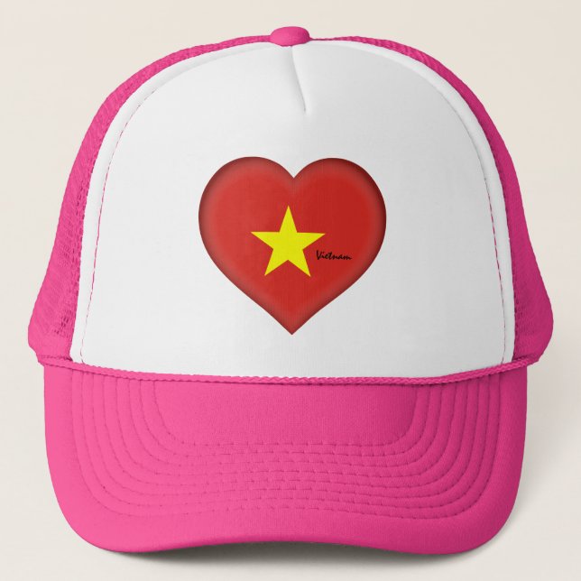 Vietnam flag & Heart, fashion Vietnam/sports fans Trucker Hat (Front)