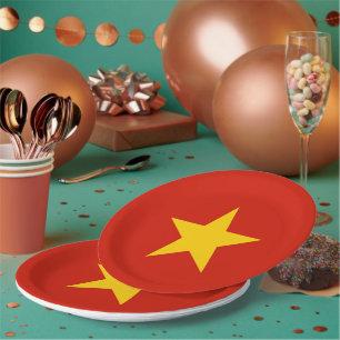 Vietnam flag paper plate
