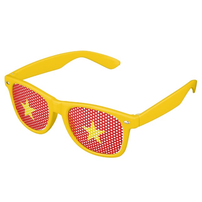 Vietnam Flag Retro Sunglasses (Angled)