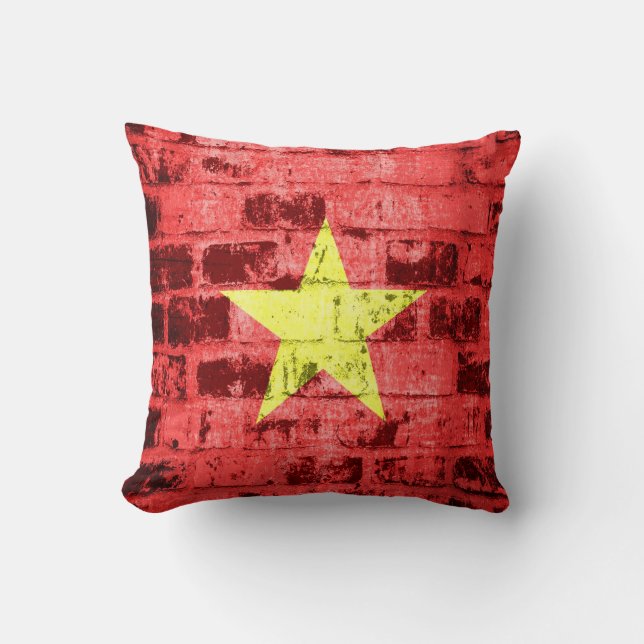 Vietnam Flag Vintage Cushion (Front)