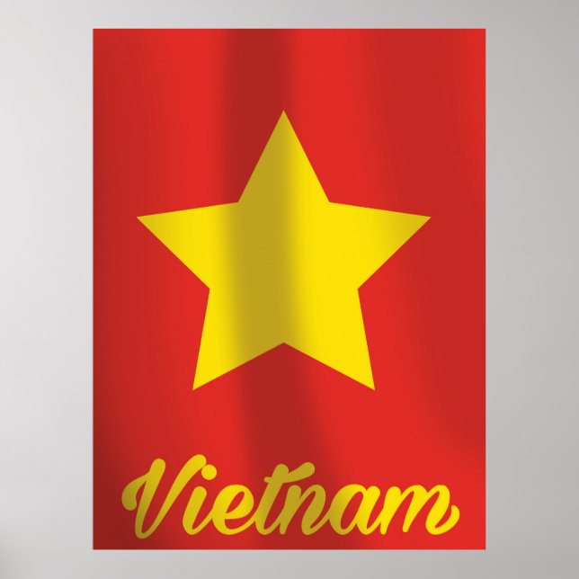 Vietnam flag vintage travel poster (Front)