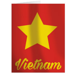 Vietnam flag vintage travel poster