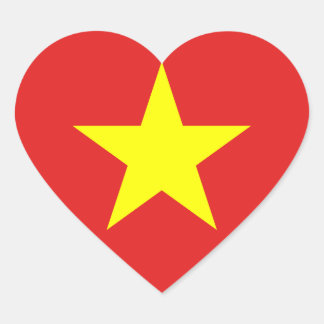 Vietnam Flag Yellow Star Heart Sticker