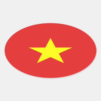 Vietnam Flag Yellow Star Oval Sticker