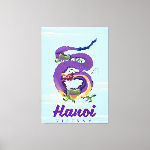 Vietnam Hanoi vintage dragon travel poster Canvas Print