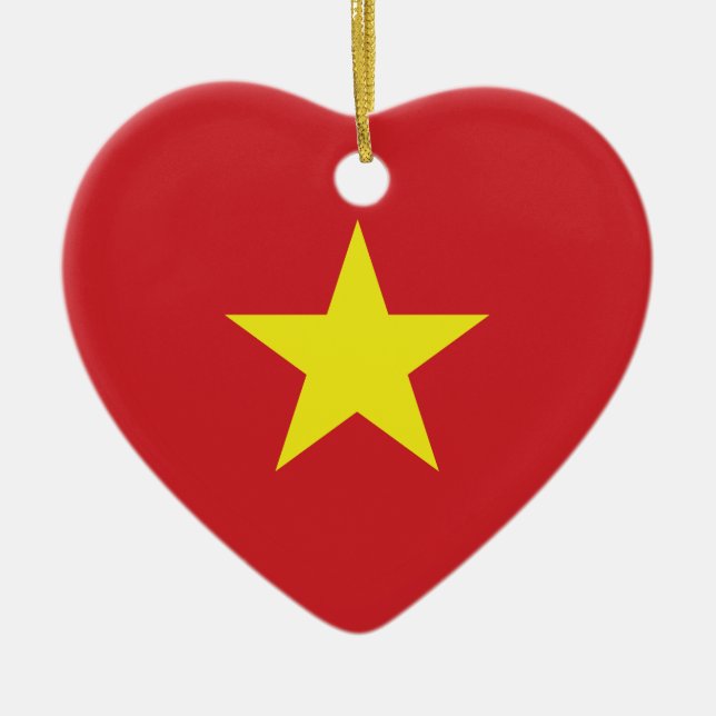Vietnam Heart Flag Ceramic Tree Decoration (Front)