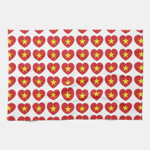 Vietnam Heart Flag Tea Towel