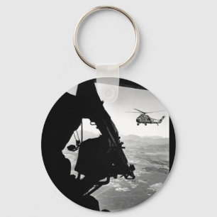 Vietnam:  helicopter and soldier approaching targe key ring
