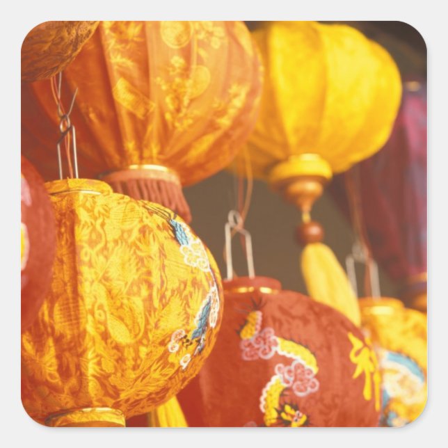 Vietnam, Hoi An Large lanterns, souvenirs Square Sticker (Front)