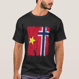 Vietnam Norway Half Flag Vietnamese Norwegian Ance T-Shirt