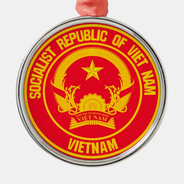 Vietnam Round Emblem Metal Tree Decoration (Front)