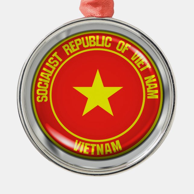 Vietnam Round Emblem Metal Tree Decoration (Front)