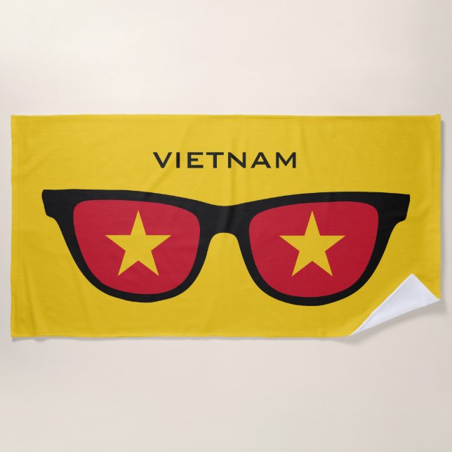 VIETNAM Shades custom text beach towel (Front)