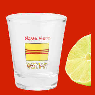 Vietnam South Vietnamese Flag Red Personalized Shot Glass