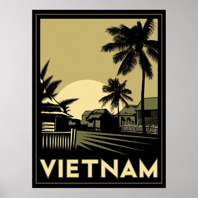 vietnam southeast asia art deco retro travel poster (Front)