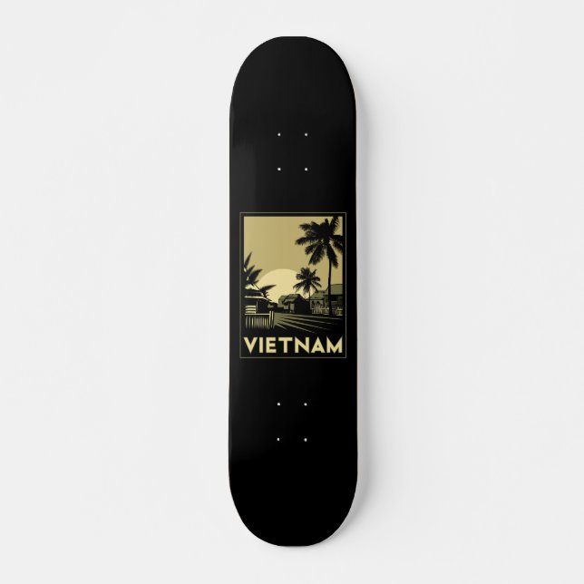 vietnam southeast asia art deco retro travel skateboard (Front)