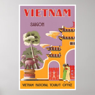 Vietnam Souvenir Travel Poster Vietnamese Art