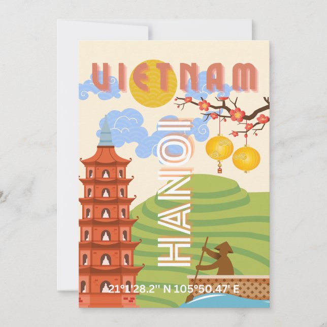 Vietnam Travel Art Holiday Card (Front)