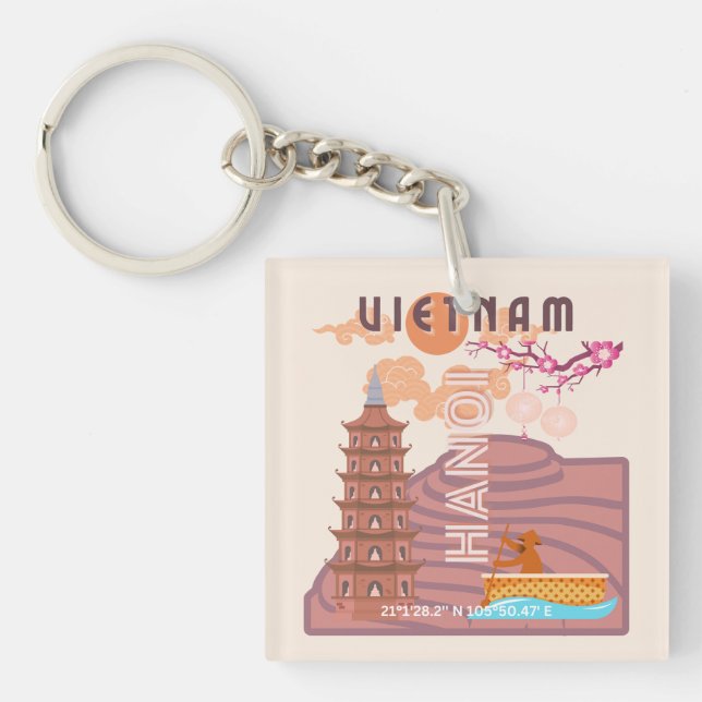 Vietnam Travel Art Key Ring (Front)