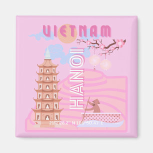 Vietnam Travel Art, Pink Magnet