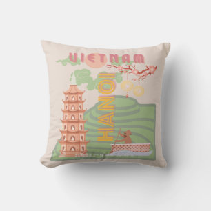 Vietnam Travel Art, Vintage Cushion