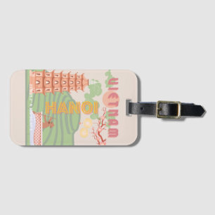 Vietnam Travel Art, Vintage Luggage Tag