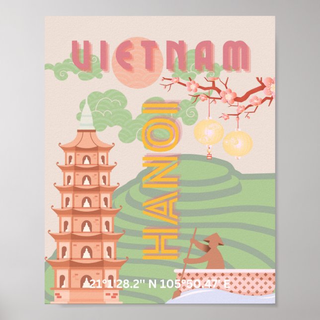 Vietnam Travel Art, Vintage Poster (Front)
