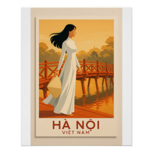 Vietnam Travel – Vietnamese Girl in White Dress Poster