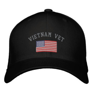 Vietnam Vet with American Flag Military Embroidered Hat