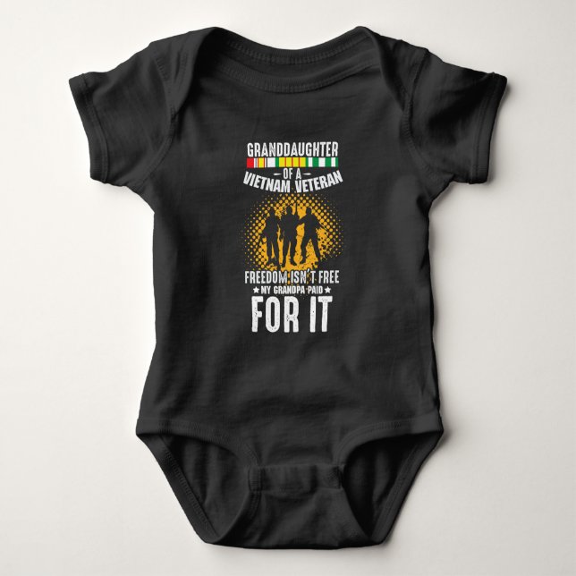Vietnam Veteran Grandpa Soldier Granddaughter Baby Bodysuit (Front)