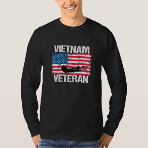 Vietnam Veteran Transport Helicopter US Flag T-Shirt