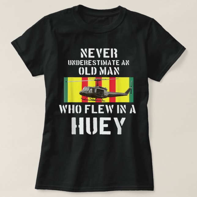Vietnam Veteran Vet T shirt Uh-1 Huey Helicopter  (Design Front)