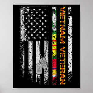Vietnam Veteran Vintage Flag Memorial Patriotic Poster