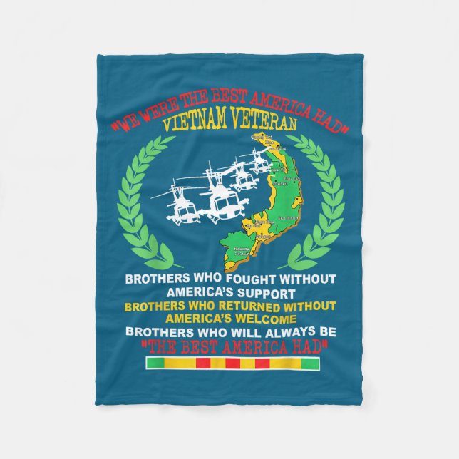 Vietnam Veteran We Were The America Had Map Helico Fleece Blanket (Front)