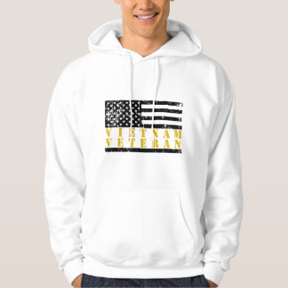 Vietnam Veteran Yellow Text Distressed American Fl Hoodie