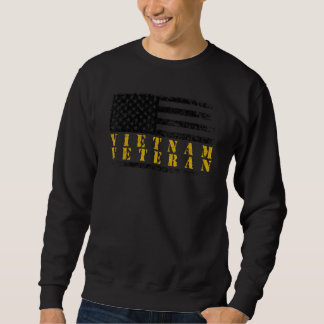 Vietnam Veteran Yellow Text Distressed American Fl Sweatshirt