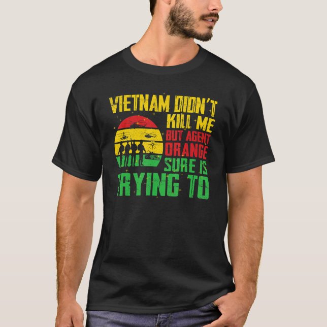 Vietnam Veterans Day Orange Agent Victims Retired  T-Shirt (Front)