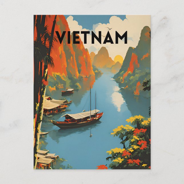 Vietnam Vintage Travel Poster Postcard (Front)