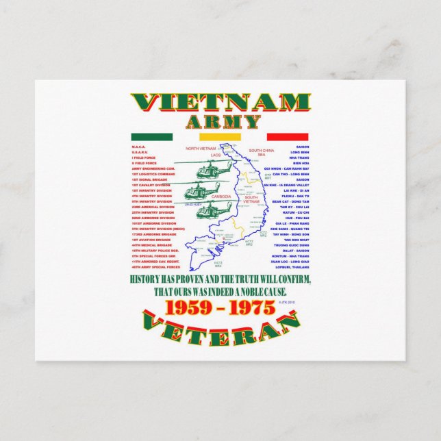 VIETNAM WAR. AMERICAN ARMY VETERAN POSTCARD (Front)