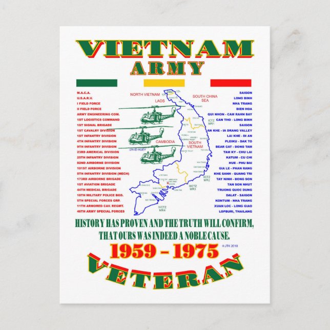 VIETNAM WAR. AMERICAN ARMY VETERAN POSTCARD (Front)