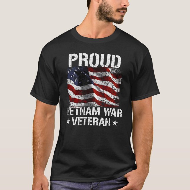Vietnam War Veteran USA Flag Vietnam Veteran T-Shirt (Front)