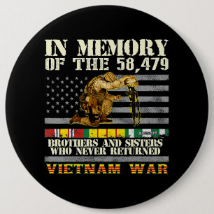 Vietnam War Veterans US Memorial Day In The Memory 6 Cm Round Badge