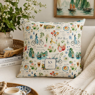 Vietnam Watercolor Monogram Cushion