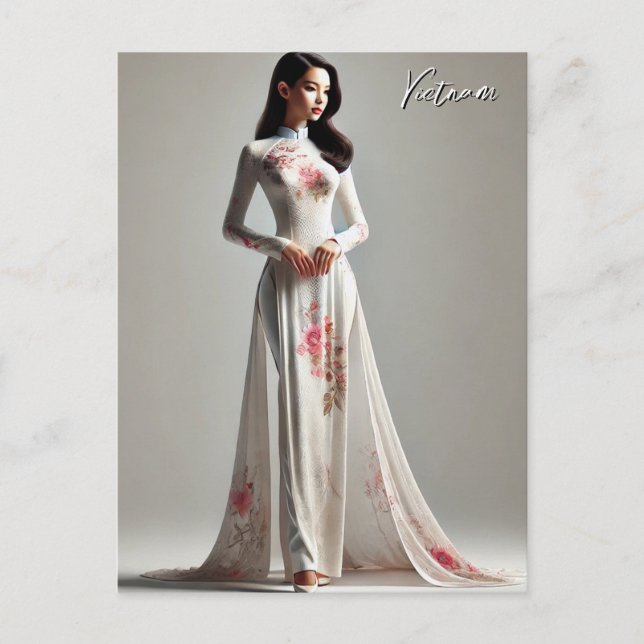 Vietnam Woman in Ao Dai Postcard (Front)