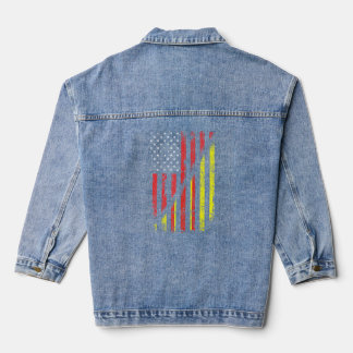 Vietnamese American Flag Retro Style Usa Vietnam F Denim Jacket