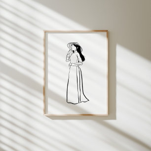 Vietnamese Ao Dai Woman with Non La Ink Poster